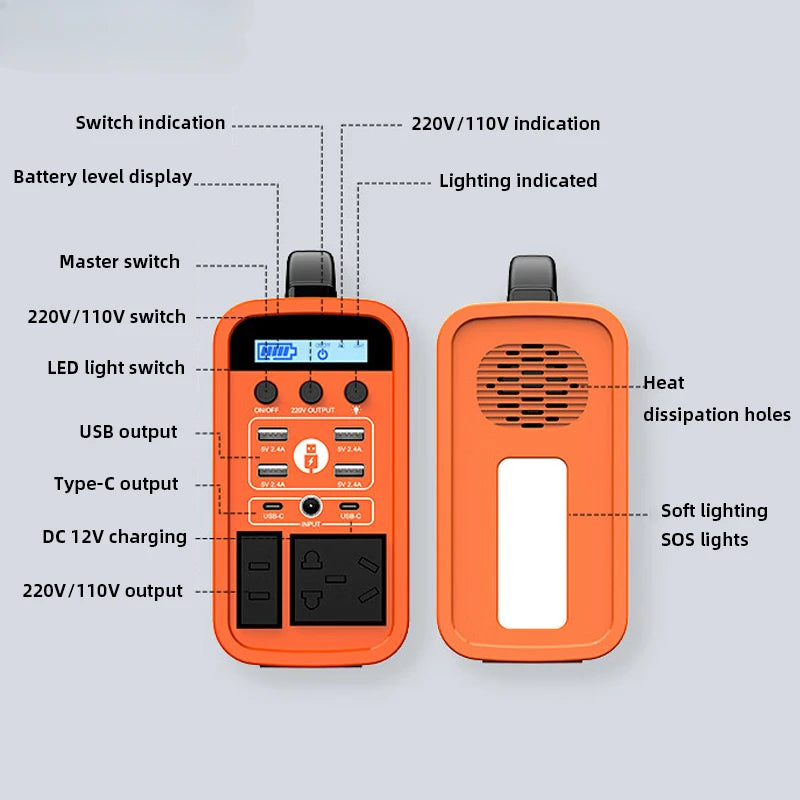 400W Portable Power Station 360WhSolar Generator 220V LiFePO4 battery Outdoor Emergency Mobile Power Bank AC/DC Home Camping