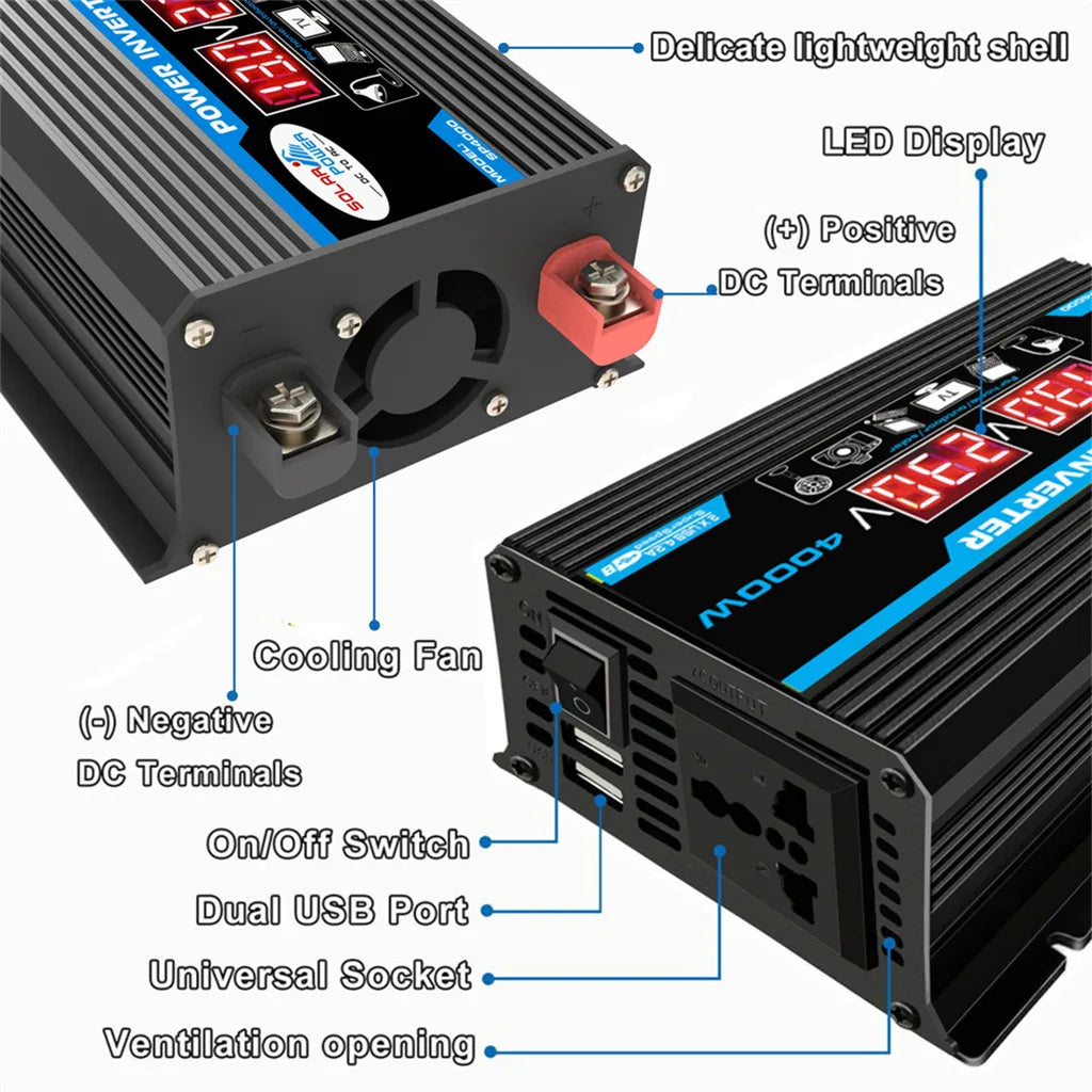12V to 110V/220V Solar Panel System 12V Solar Panel Battery Charge Controller 4000W Solar Inverter Kit Complete Power Generation