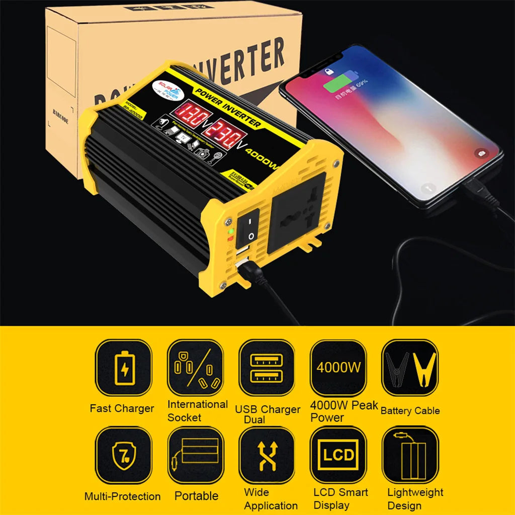12V to 110V/220V Solar Panel System 12V Solar Panel Battery Charge Controller 4000W Solar Inverter Kit Complete Power Generation