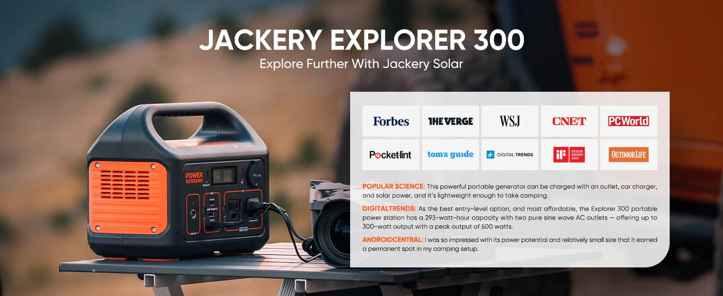 Jackery Portable Power Station Explorer 300,293Wh Backup Lithium Battery,Solar Generator for Outdoors Camping Travel Hunting etc