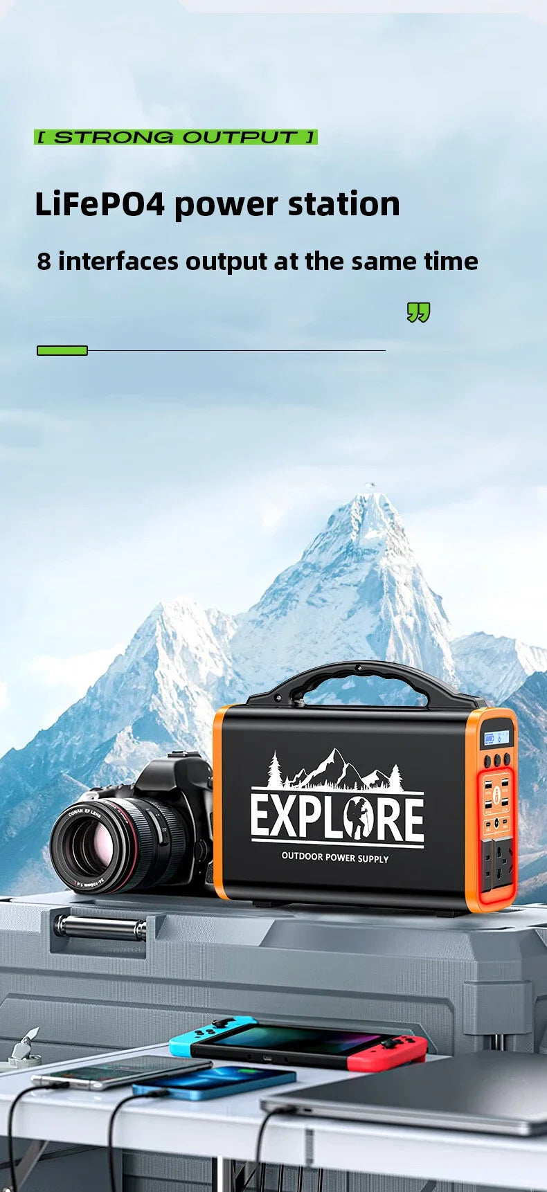 400W Portable Power Station 360WhSolar Generator 220V LiFePO4 battery Outdoor Emergency Mobile Power Bank AC/DC Home Camping